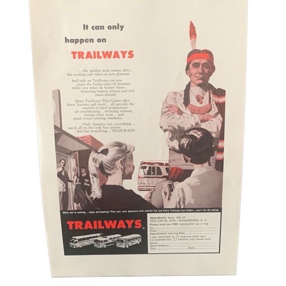 Vintage 1959 Trailways It Can Only Happen On Ad Advertisement - Picture 4 of 4